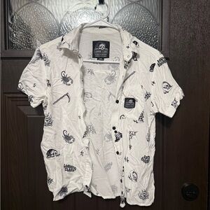 Lurking Class White Graphic Women's Button Down Shirt